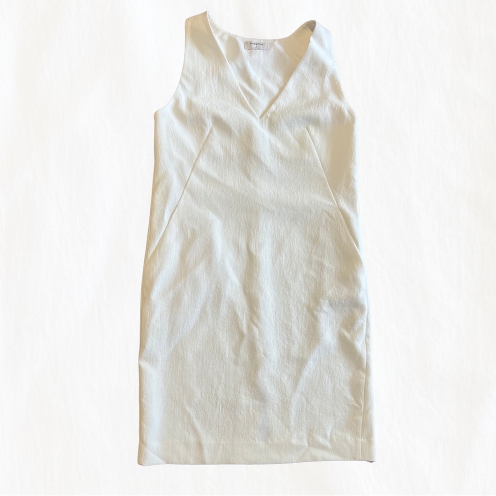 Babaton White V-Neck Dress with Pockets - Size 2 - Picture 3 of 4